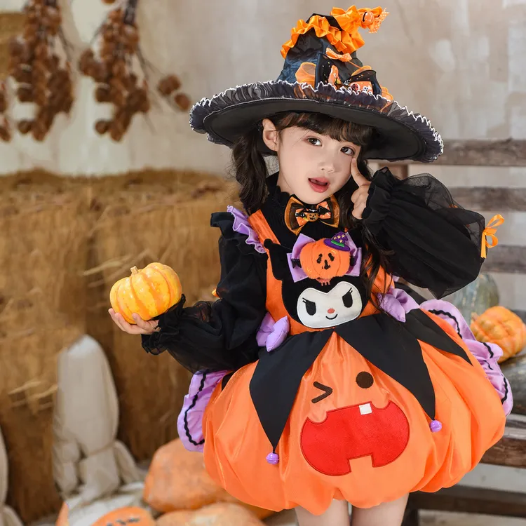 万圣节儿童服装洛丽塔公主裙秋装南瓜女孩生日礼服库洛米女童裙子