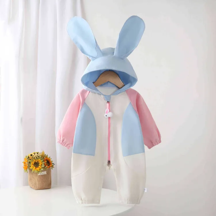 新款秋装婴幼儿卡通双层连体衣女宝宝春秋外出爬服超萌哈衣