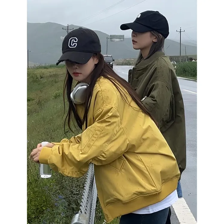 美式飞行员夹克夹棉服加厚短款棒球服外套男女秋冬季宽松大码情侣