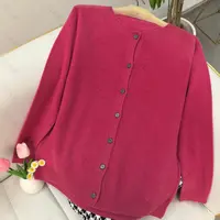 纪凡姬花/3980-一线成衣圆领开衫女针织纯色宽松外套百搭显瘦气质