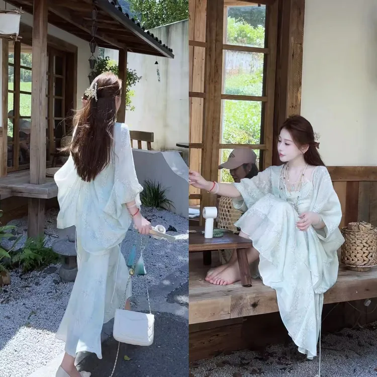 【婷婷】《青青子衿•杨幂设计》国风慵懒吊带开衫套装 TT2SQTY2105【Q】