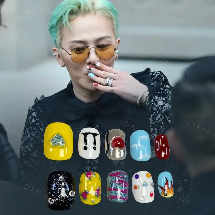 权志龙美甲穿戴甲彩绘专用成品手工个性时尚穿戴式手工甲同款甲片