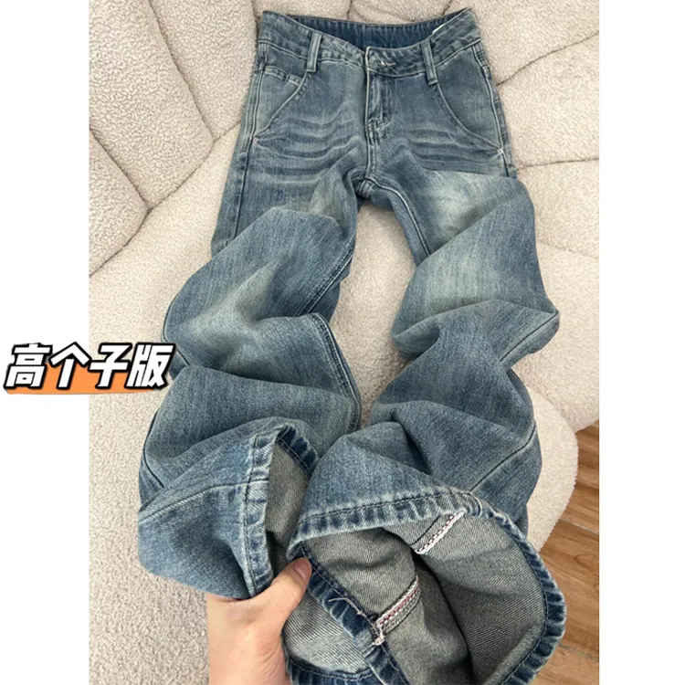 175加长高个子复古蓝微喇牛仔裤2025春款显瘦超长110喇叭拖地裤子