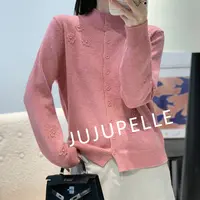 蜜熊绒羊毛~高货版立体钉珠花亮片纱秋冬新款针织开衫宽松女毛衣 