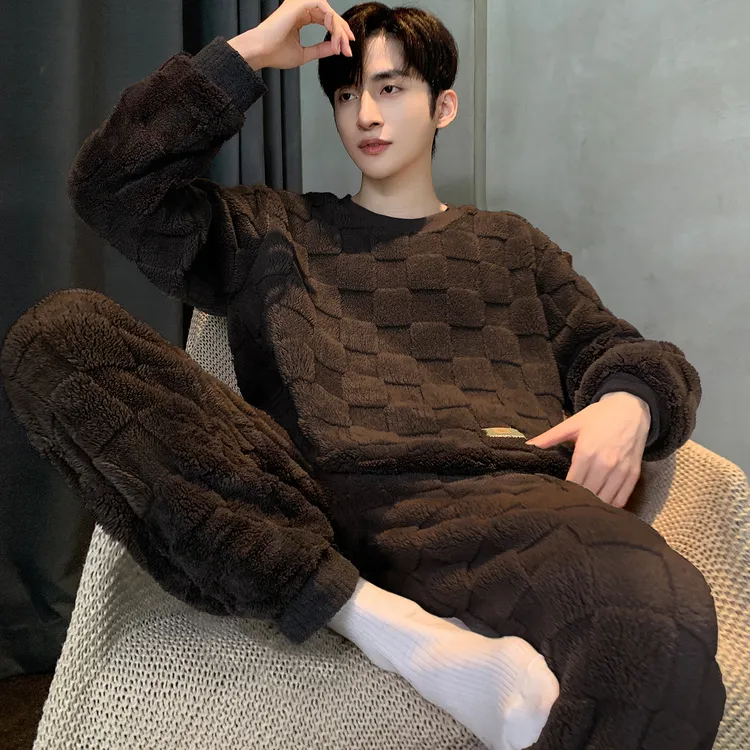 珊瑚绒睡衣男款爆款2025新款秋冬季天加绒加厚男士男生套装家居服