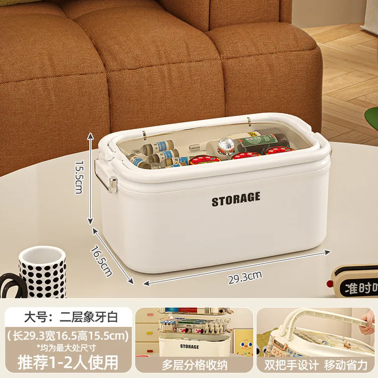 手提透明药箱家用药物收纳盒家庭装大容量多层便携式医疗盒子