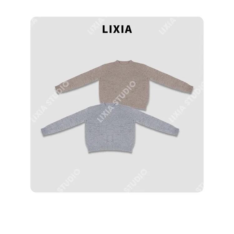 LIXIA【舒适主义】慵懒随性山羊绒+桑蚕丝丝滑舒适好穿毛衣-D9960