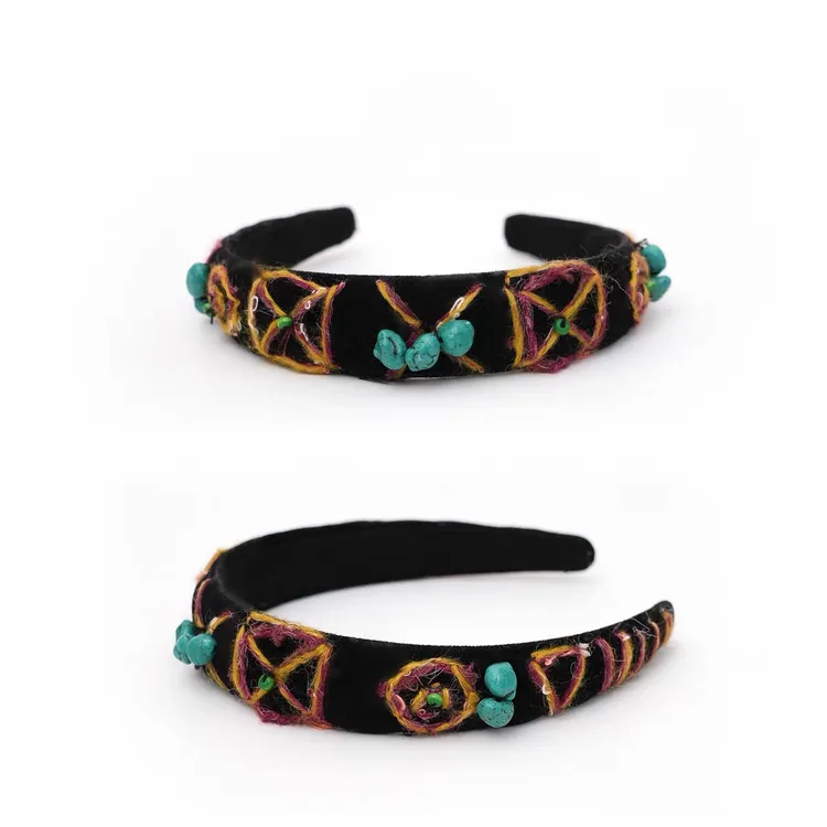 藏式手工编织发箍 彩虹色民族风配饰藏式发饰 小众原创设计压法