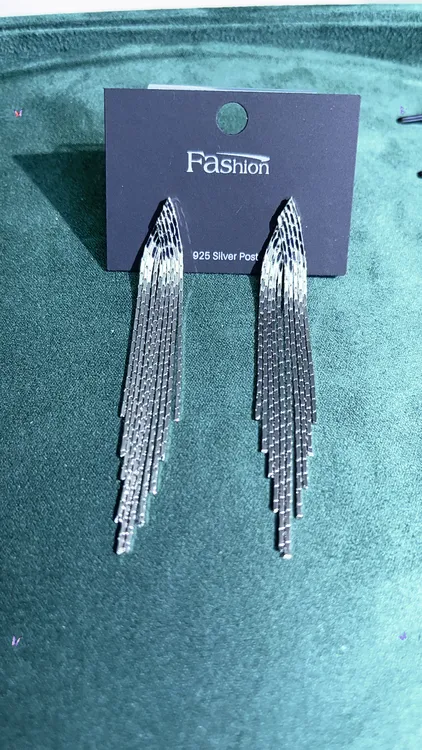 铜合金锆石耳饰 日常精致百搭中长款气质流苏耳环0287