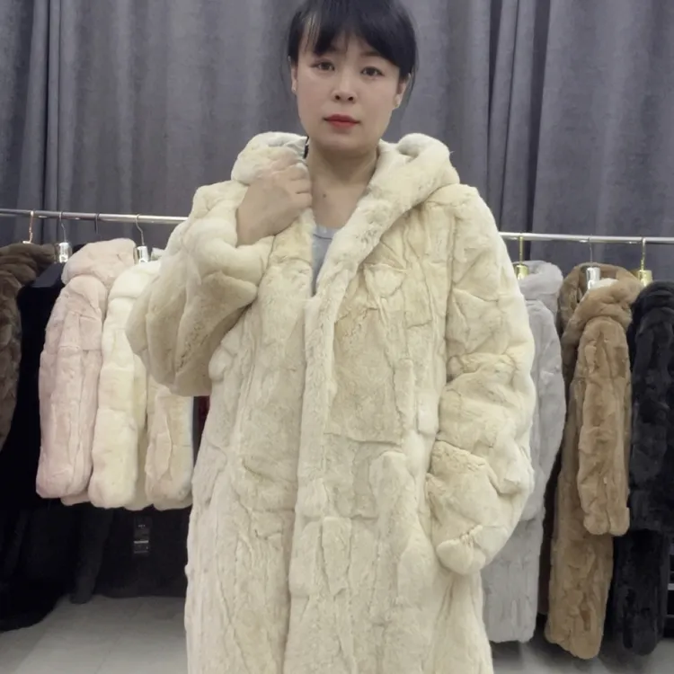 新女款獭兔拼皮经典百搭时尚冬季加厚保暖大衣