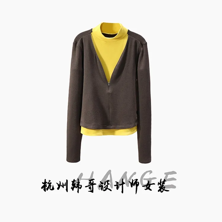 【韩哥欧货女装】冬季高领羊毛加绒《深栗》高弹显瘦打底上衣260133