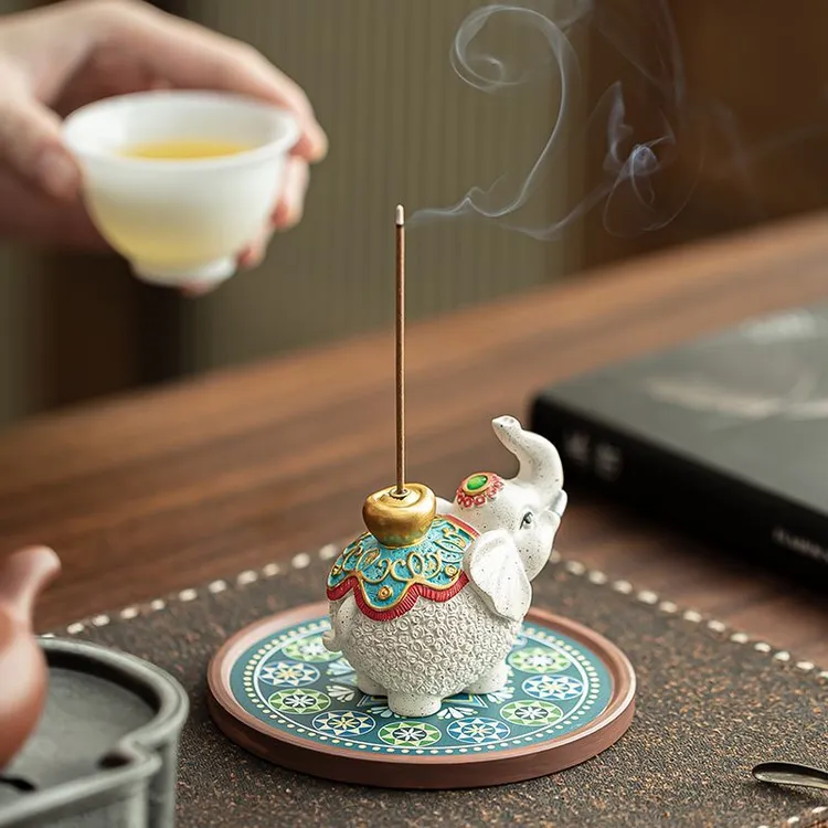 吉象香插摆件家用原创心想事成线香香炉香插中式茶道茶台香薰摆zy