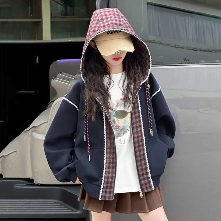 女童超好看韩系外套秋装2025新款女大童秋季洋气上衣儿童开衫卫衣