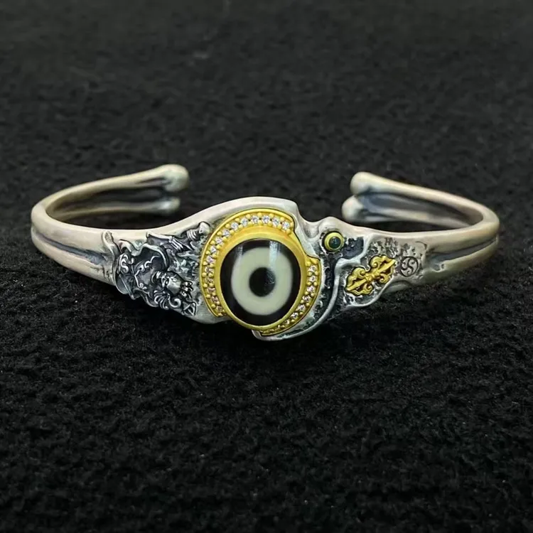 【藏玺·物与悟/缘】精工镶嵌尸林林一眼玛瑙珠手镯个性民族风 