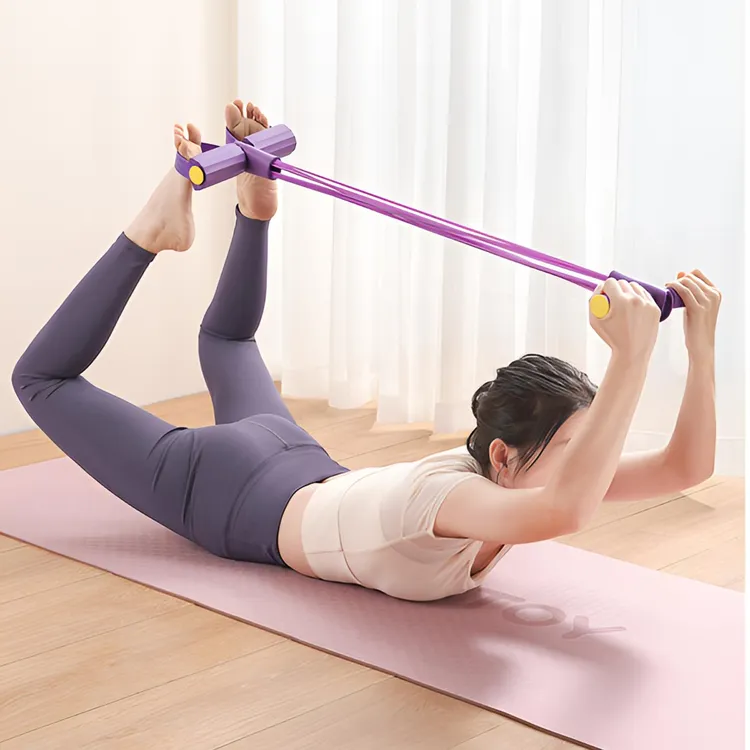 脚蹬拉力器便携多功能脚踏拉力绳家用仰卧起坐辅助拉力器健身