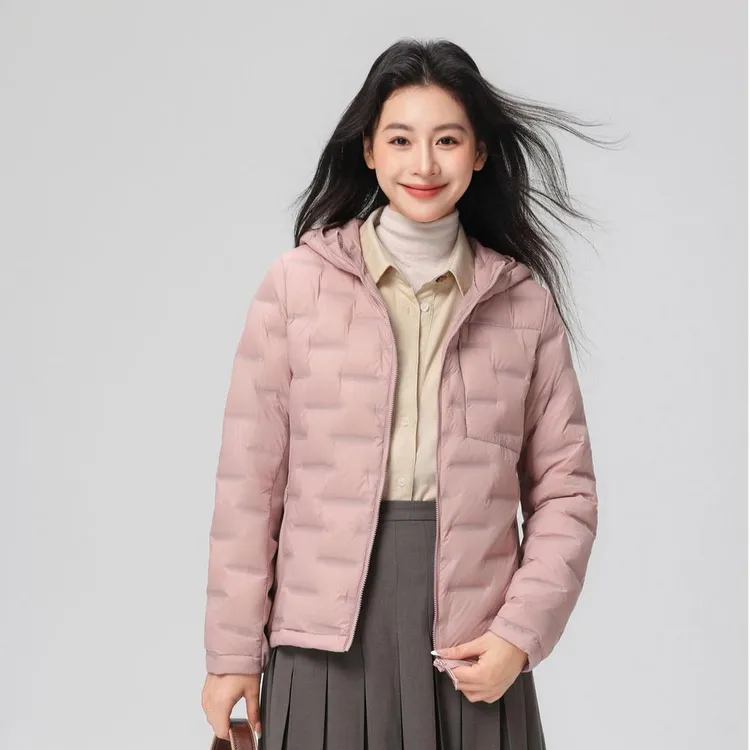 【2603-ap】轻薄款连帽纯色短款多色女士修身防风冬季羽绒服