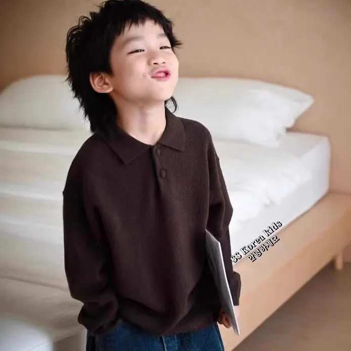 男童毛衣秋季针织POLO衫宝宝学院风儿童翻领打底衫2025新款童装