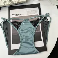 丸子家【湖水幻影】女士性感低腰透气绸缎蕾丝镂空纯欲无痕三角内裤