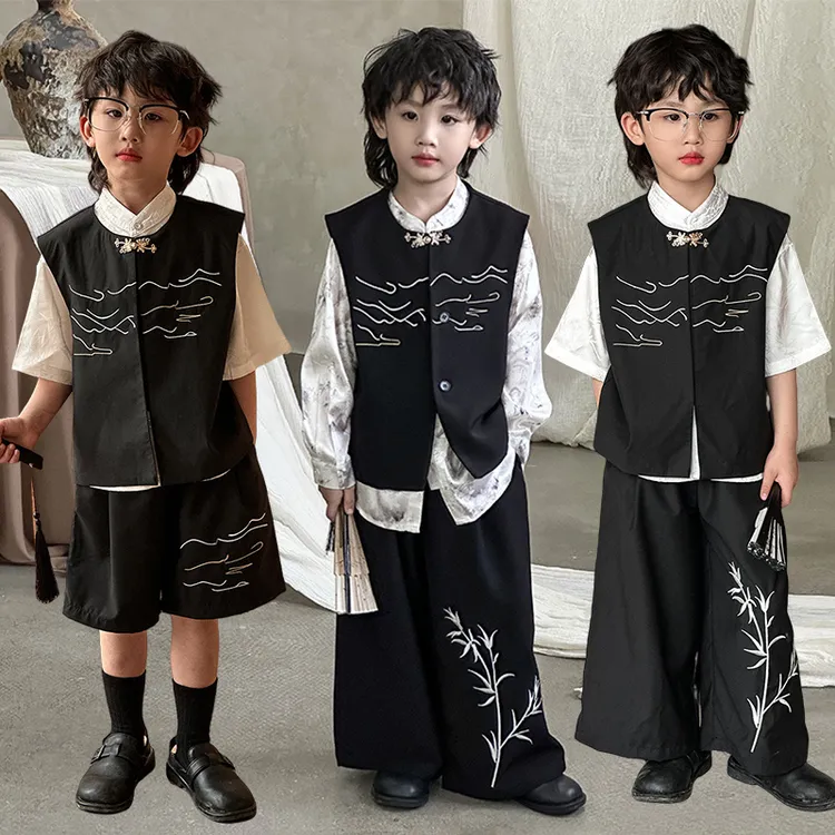 男童中国风祥云刺绣唐装男孩宝宝汉服童装礼服新中式儿童男童礼服
