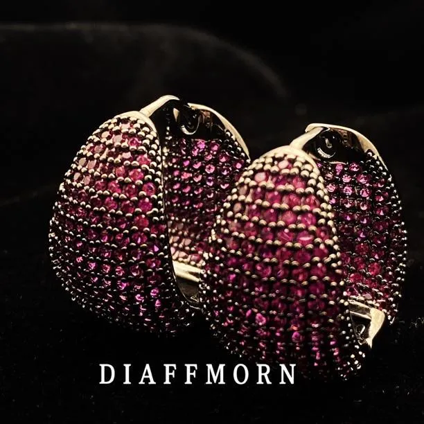 合金合成锆石耳饰 红色铜合金M《密境》重工复古高级小众气质耳环