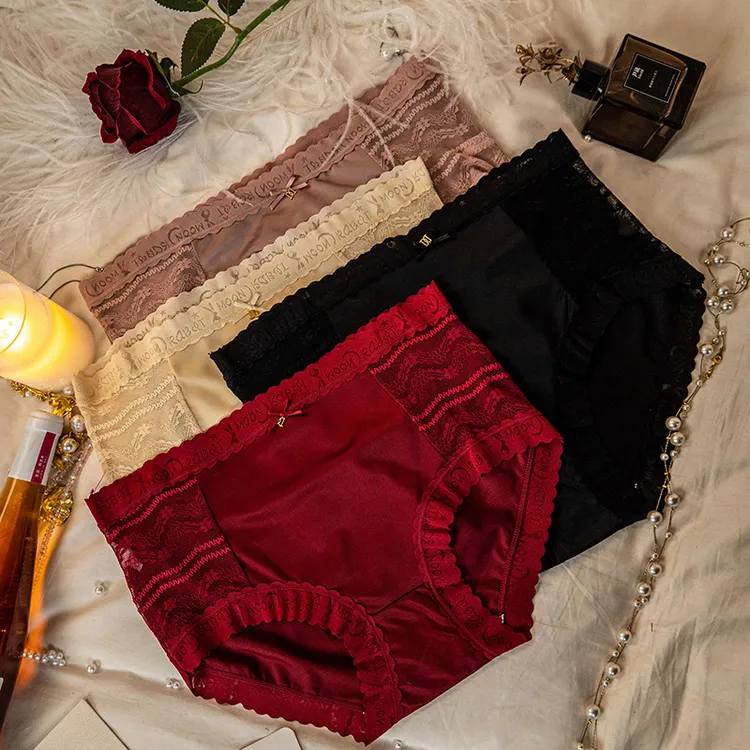 语萱娜【85-220斤】轻奢缎面高级感大码内裤性感女士三角裤4条AX140