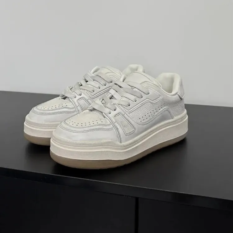 唐小彩彩手工鞋~2025年秋冬新款厚底小白鞋时尚百搭做旧休闲鞋