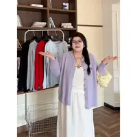 花契“观想空间”大码女装秋季百搭200斤胖mm时尚减龄针织衫13958-X