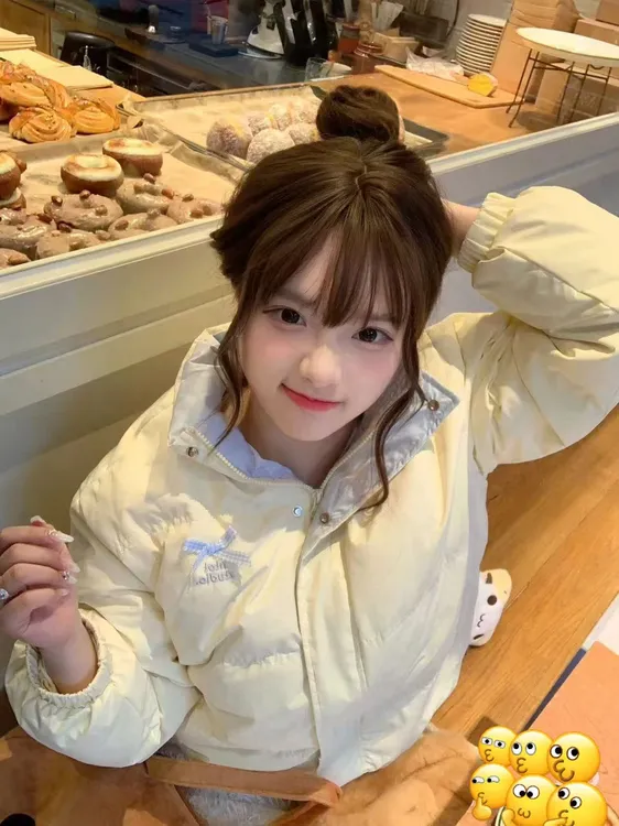 韩系撞色蝴蝶结立领时尚棉服女冬季新款百搭休闲宽松面包服外套潮