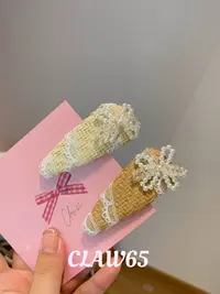 「度假草编夹」度假风~蕾丝草编发饰韩版卡通风公主风甜美饰品