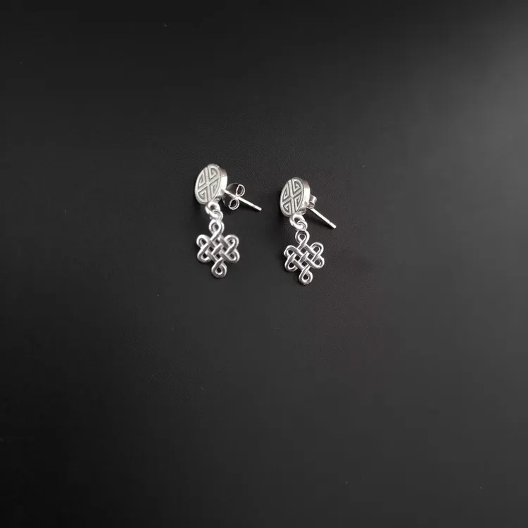 足银耳饰 蒙古元素纯银手工耳环气质百搭小众精致简约个性民族风