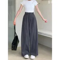 【现货】高腰显瘦百搭薄款垂感时尚复古阔腿休闲裤-3132