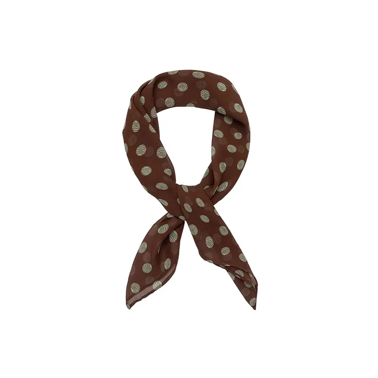 BZXO法式浪漫人手一根棕色波点长条丝巾 轻薄透气防晒纱巾围巾