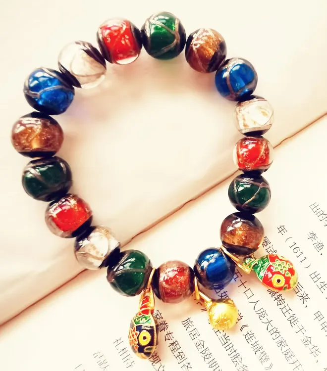 非金属珐琅手链 香灰琉璃吞金兽手串助好运男女皆可民族风