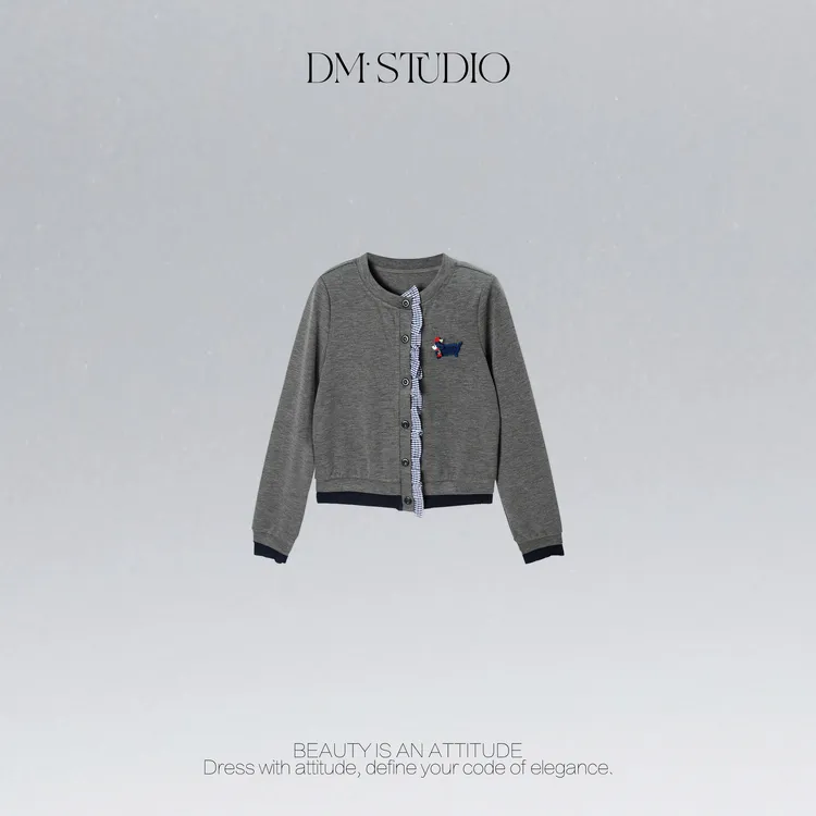 DEDM•STUDIO/可爱风减龄小狗气质针织排扣开衫2508ZZS/FHWC8710