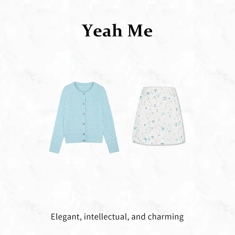 Yeah Me/也觅【千湖之境】冬季高级感时尚百搭羊毛上衣半身裙套装女