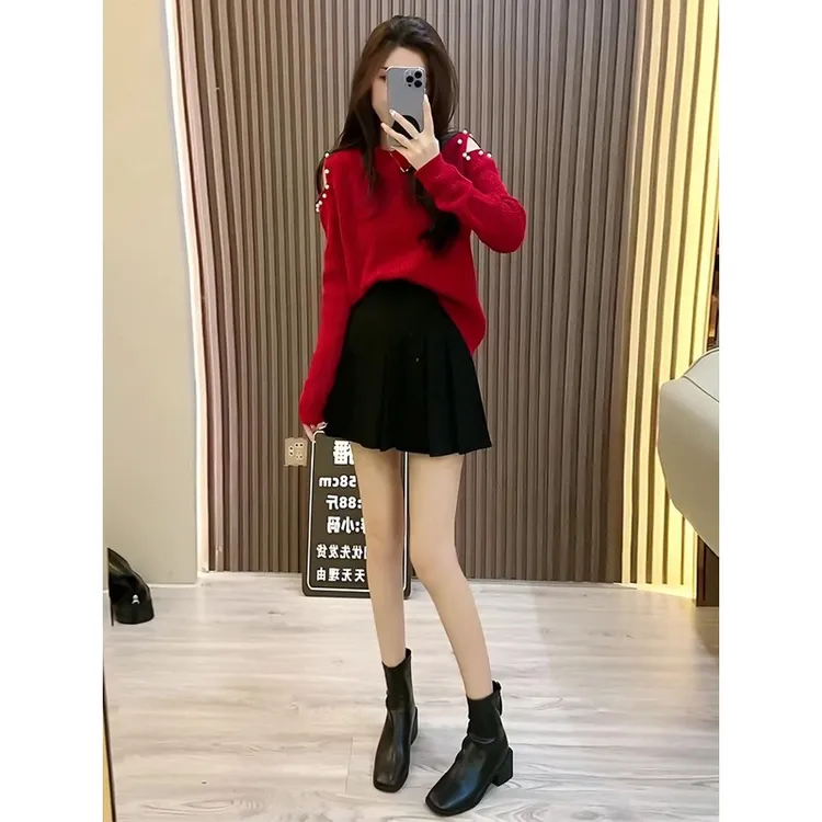 时尚气质奥特莱斯加绒打底大码女装新年1秋韩剧妈妈小香风套装