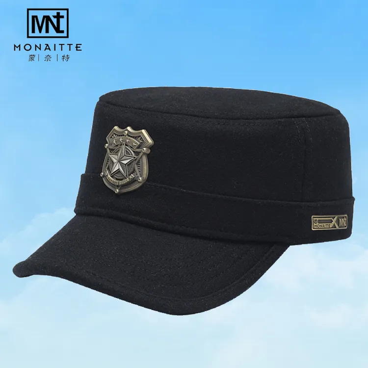 高档帽子男秋冬新款加绒加厚保暖平顶帽中老年大头防寒帽潮