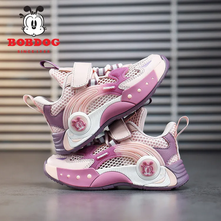 巴布豆女童运动鞋单网夏季2025新款透气软底时尚网面防滑儿童鞋子