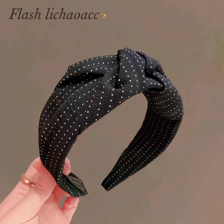 韩系小波点布艺发箍简约百搭头饰气质宽边头箍发饰2025新款压发卡