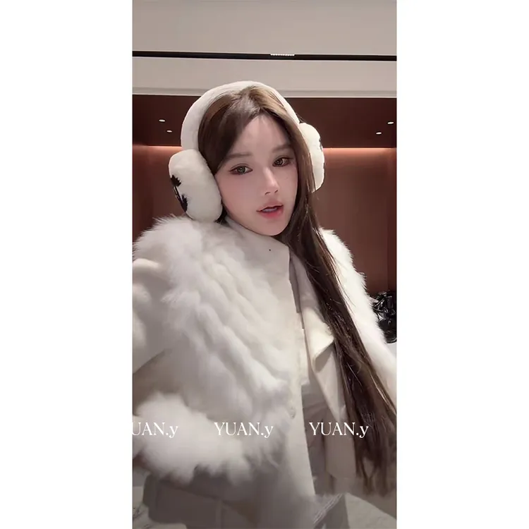 媛媛【富人街区】狐狸毛外套女中长款高级感小个子毛毛绒上衣#W0973