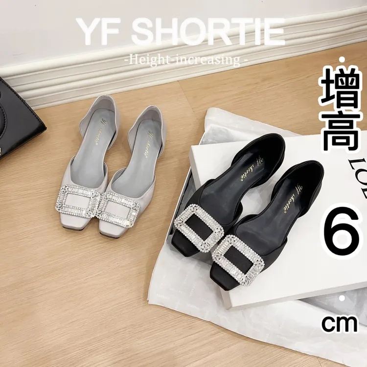 甜甜女孩·增高6cm雪花水钻扣浅口单鞋女2025新款女33尖头露趾凉鞋