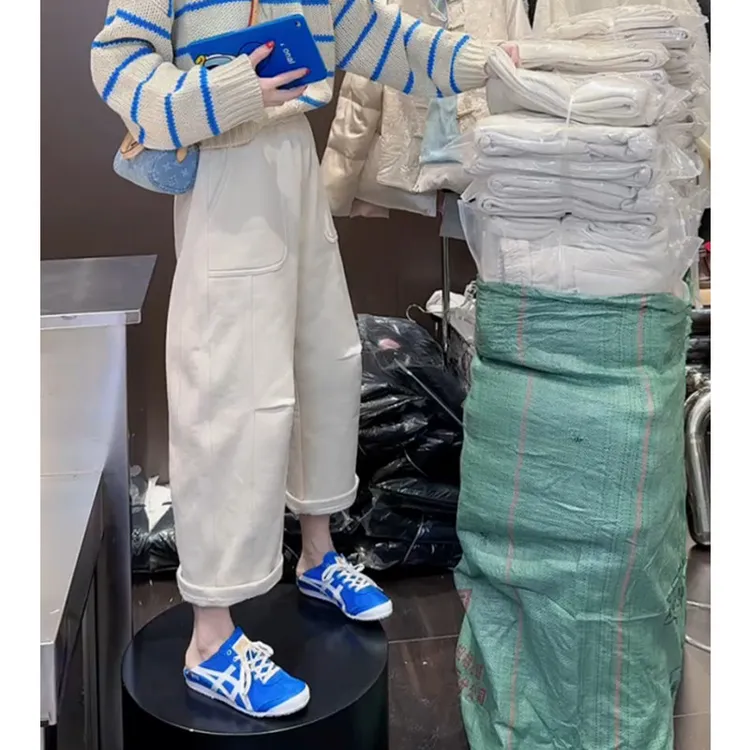 2026年早春新款大码窄版阔腿休闲裤女百搭高腰显瘦九分直筒卫裤