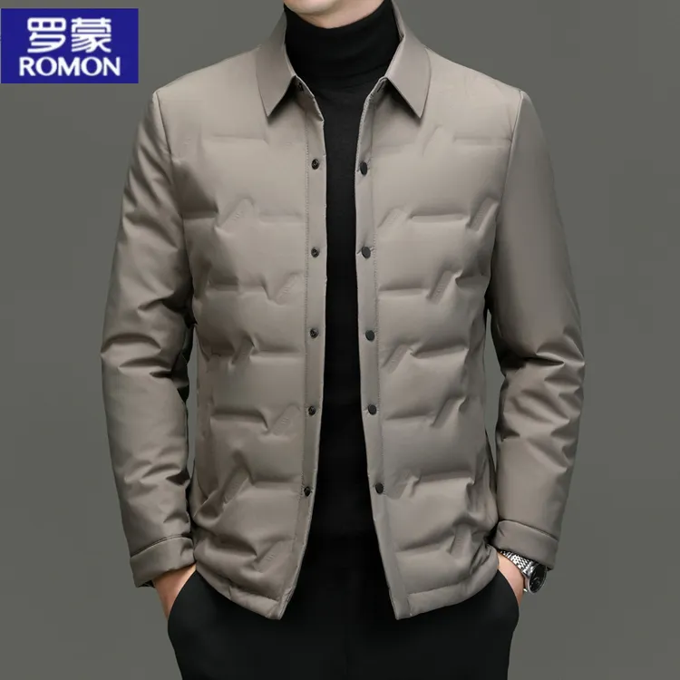 罗蒙男士秋冬季款羽绒服时尚轻薄中年爸爸装白鸭绒保暖羽绒外套