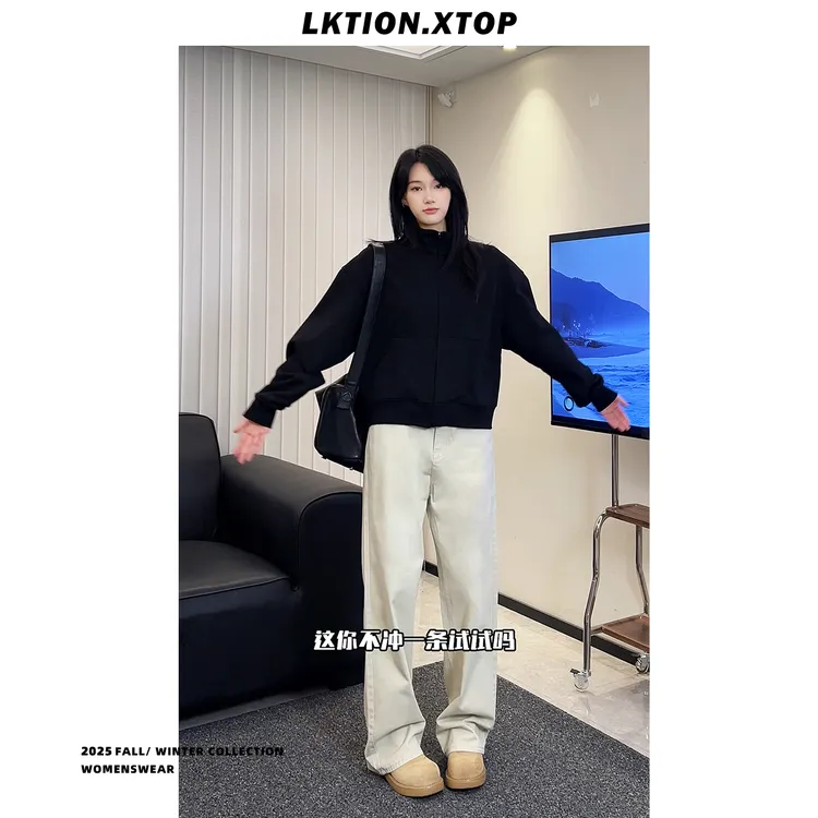 LK正品百搭四季款通勤穿搭中性风直筒宽松百搭直筒休闲长裤裤子