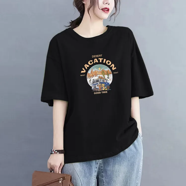 2025新款纯棉正肩短袖t恤夏季薄款宽松大码胖mm显瘦半袖上衣女装