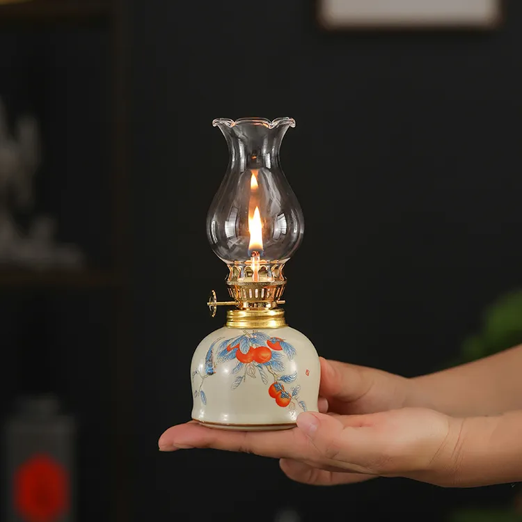 陶瓷长明灯茶室摆件家用手工创意酒吧佛供酥油灯露营氛围灯装饰品