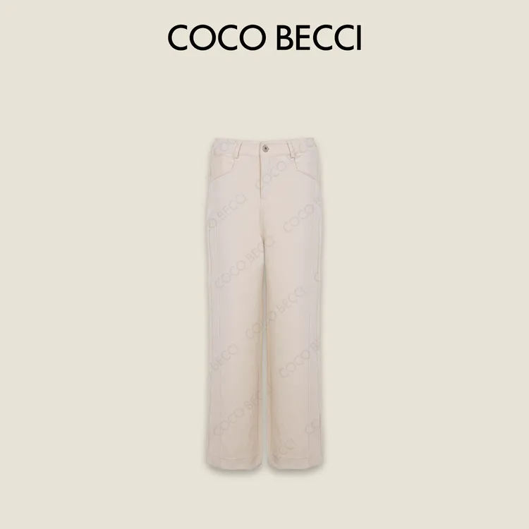COCO BECCI【四面弹牛仔】绵羊毛经典百搭气质休闲裤CFLJC362070
