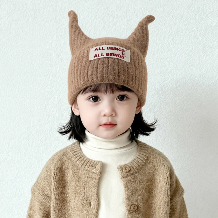 儿童帽子男童女童毛线帽秋冬季宝宝针织帽保暖帽可爱触角套头帽