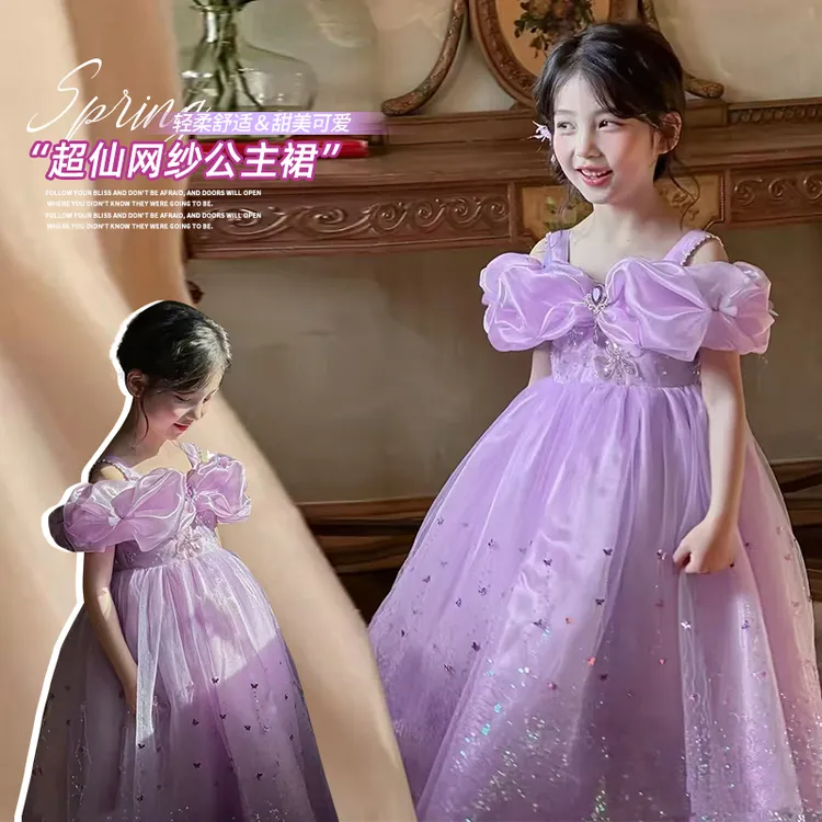 公主裙女童高端礼服花童爆款小女孩礼服儿童主持人钢琴演奏演出服