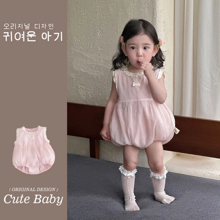 2025夏季新款女宝公主可爱甜心A类轻薄婴幼儿无袖三角哈衣包屁衣p